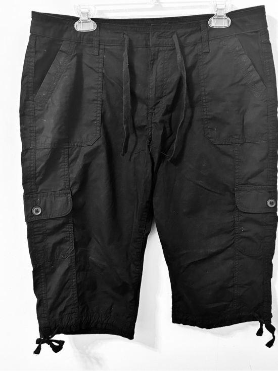 St. John's Bay Pants - St. John's Bay Women's Cargo Drawstring waist capris tie hem Black  Sz14P